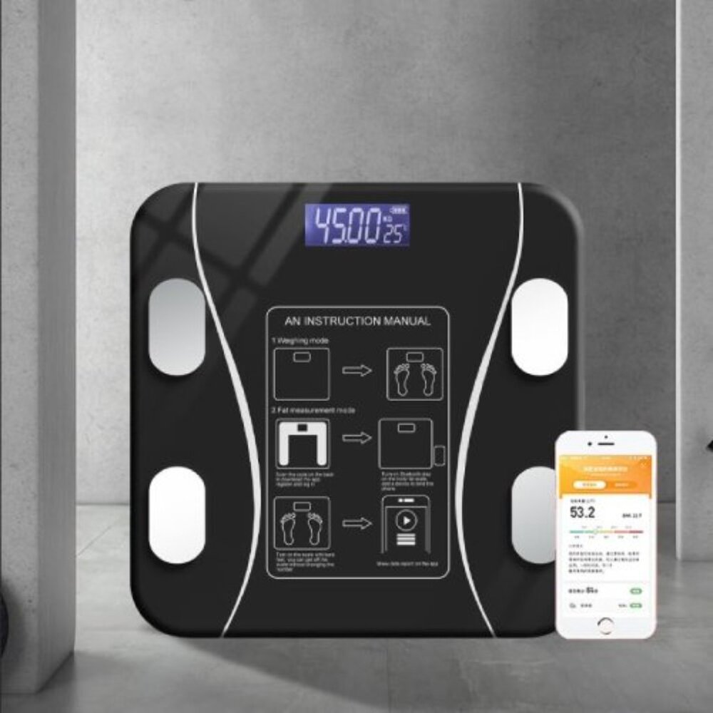 Smart Body Fat Scale, Rechargeable Digital Bathroom Scale with App